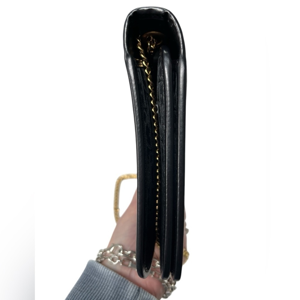 Christian Dior Vintage Oblique Trotter Chain Shoulder Bag Black Canvas Gold - Picture 9 of 16